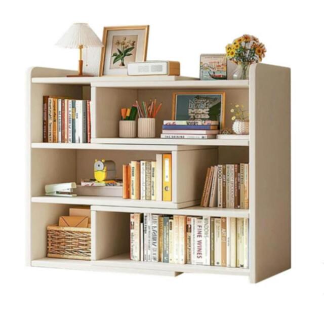 Rackhams 3 Tier Stretchable Wooden Bookcase Shelf Display Storage Unit Stand - Wood - White - image 1