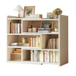 Rackhams 3 Tier Stretchable Wooden Bookcase Shelf Display Storage Unit Stand - Wood - White - thumbnail 1