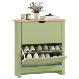 Rackhams 12-Shoe Storage Cabinet 4 Shelves 2 Drawers Tabletop Green - Green - thumbnail 2