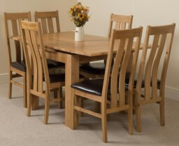 Rackhams Richmond Small Extending Oak Dining Set with Princeton Oak Chairs - Natural Oak - 6 chairs - thumbnail 1