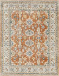 Rackhams Lillian-Washable Orange Blue Traditional Vintage Boho Rug - 160 x 213 cm - thumbnail 2