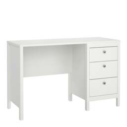Rackhams Madrid Desk 3 drawers White - White - 48 - 76.5