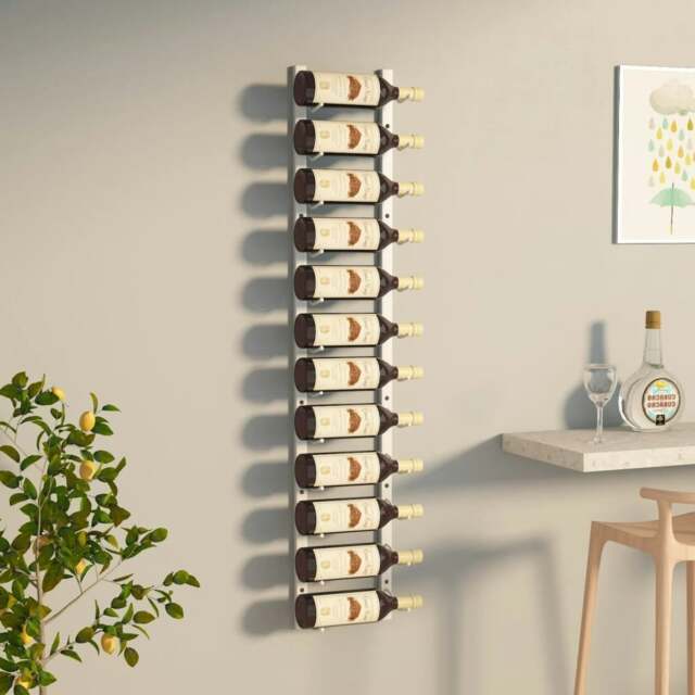 Rackhams Wall Mounted Wine Rack for 12 Bottles White Iron