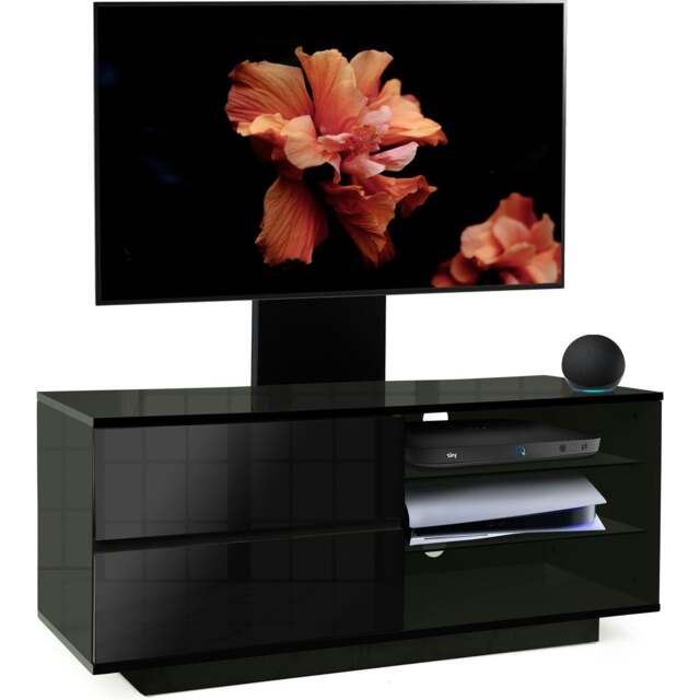 "Rackhams Gallus Gloss Black with 2-Black Drawers and 2-Shelves 32""-55"" LED/LCD/Plasma Cabinet TV Stand with Mounting Arm" - image 1