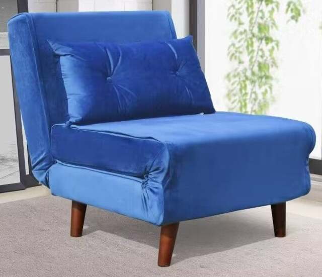 Rackhams Rhodes Plush Velvet Pull Out Chair Bed - Navy - image 1