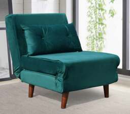 Rackhams Rhodes Plush Velvet Pull Out Chair Bed - Navy - thumbnail 3
