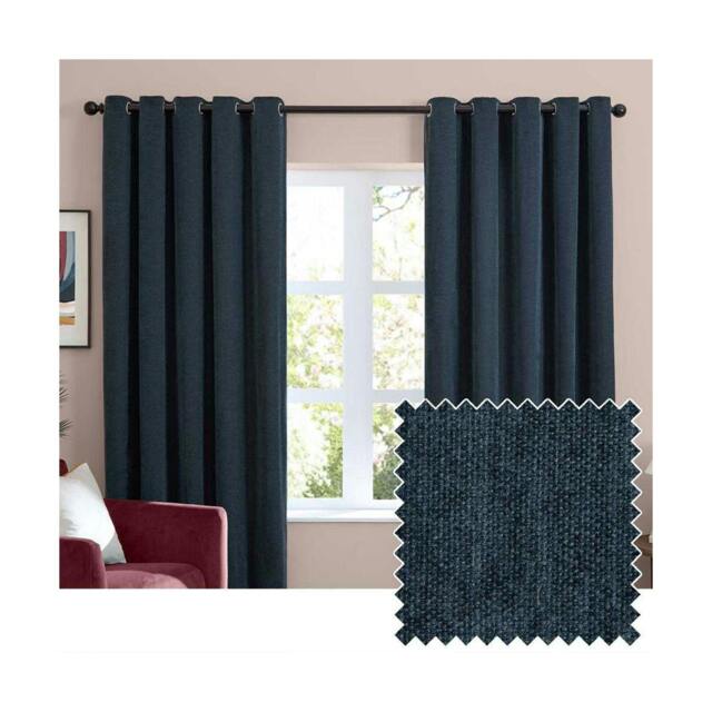 Rackhams Chenille Blackout Curtains - Navy - 117cm x 183cm - Navy - 100% Polyester
