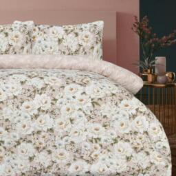 Rackhams Luxury Soft Reversible Elegant Blooms Duvet Cover & Pillowcases - Blush Pink - King (220cm x 230cm) - thumbnail 5