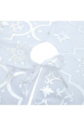 Rackhams 122CM Silver Snowflake Printed Christmas Tree Skirt with Christmas Stockings Xmas Tree Base Cover - White - thumbnail 4