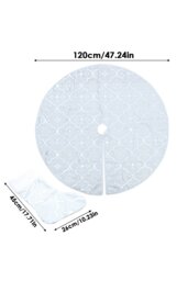 Rackhams 122CM Silver Snowflake Printed Christmas Tree Skirt with Christmas Stockings Xmas Tree Base Cover - White - thumbnail 6