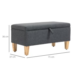 Rackhams Linen Storage Ottoman Storage Box with Rubberwood Legs - thumbnail 3
