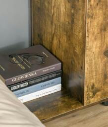 Rackhams C Shaped Side Table with Wheels, Industrial Sofa End Table with Open Storage for Living Room and Bedroom - Grey - thumbnail 6