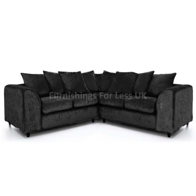 Rackhams Ferguson / Crystal Crushed Velvet Scatter Corner Sofa - Black - image 1