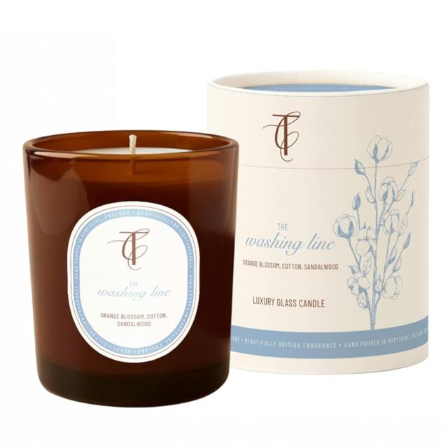 Rackhams Coast & Country Range Glass Tumbler Candle - 230g - Blue - The Washing Line - image 1