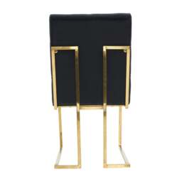 Rackhams Set of 4 Siena Luxury Tufted Velvet Dining Chairs with Gold Frame & Legs - Modern Upholstered Accent Chair - Black - Modern - thumbnail 6