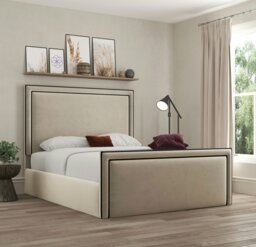 Rackhams Verona Piping Frame Bed - Plush Cream - Double - thumbnail 3