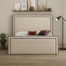 Rackhams Verona Piping Frame Bed - Plush Cream - Double - thumbnail 1