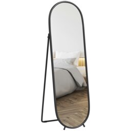 Rackhams Oval Full Length Mirror with Metal Frame Hanging or Leaning Black - thumbnail 3