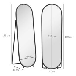 Rackhams Oval Full Length Mirror with Metal Frame Hanging or Leaning Black - thumbnail 6