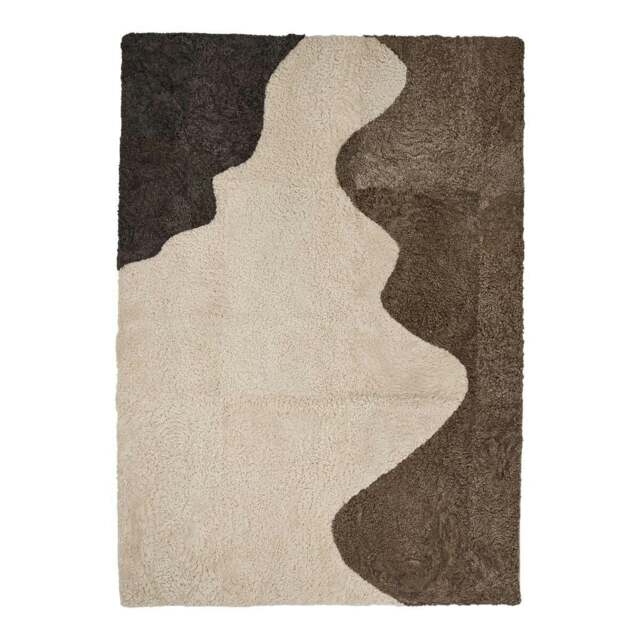 Rackhams Short Wool Curly Sheepskin River Design Rug - Anthracite/Pearl/Taupe - 200x150 cm - image 1