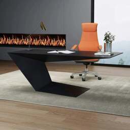 Rackhams Kofi Modern Office Desk For Home, Black Wood - 140 x 70cm - NO Office Chair - thumbnail 3
