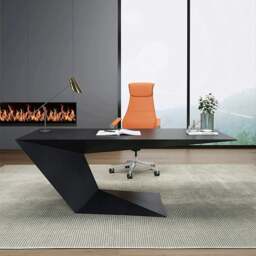 Rackhams Kofi Modern Office Desk For Home, Black Wood - 140 x 70cm - NO Office Chair - thumbnail 2