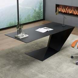 Rackhams Kofi Modern Office Desk For Home, Black Wood - 140 x 70cm - NO Office Chair - thumbnail 4