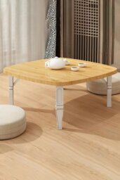Rackhams Square 80cm Wooden Folding Coffee Table - Beige - thumbnail 2