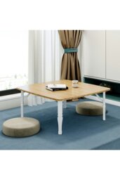 Rackhams Square 80cm Wooden Folding Coffee Table - Beige - thumbnail 3