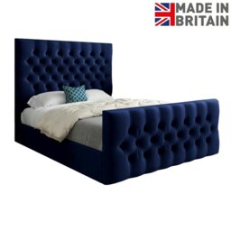 Rackhams Novara Upholstered Soft Velvet Bed Frame - Blue - Blue - Small single - thumbnail 6