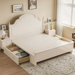 Rackhams Andrea King Size / Super King Size Bed With Storage, Cream - King Size - With Storage - thumbnail 2