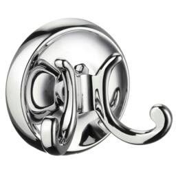 Rackhams Polished Chrome Double Towel Hook Rail (70mm) Wall Mounted Bathroom Rectangular Robe Hooks Clothes Hanger Coat Peg