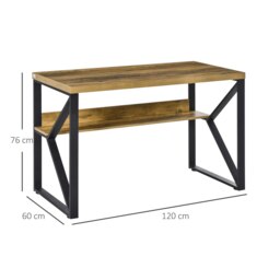 Rackhams Computer Writing Desk K-Shaped Steel Leg Storage Shelf Home Office - thumbnail 4
