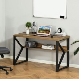 Rackhams Computer Writing Desk K-Shaped Steel Leg Storage Shelf Home Office - thumbnail 2
