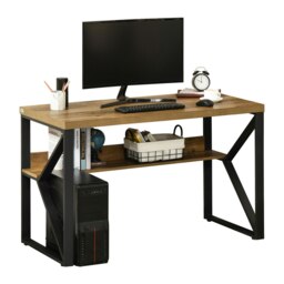 Rackhams Computer Writing Desk K-Shaped Steel Leg Storage Shelf Home Office - thumbnail 3