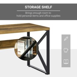 Rackhams Computer Writing Desk K-Shaped Steel Leg Storage Shelf Home Office - thumbnail 5