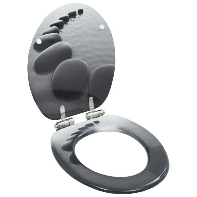 Rackhams WC Toilet Seat with Soft Close Lid MDF Stones Design