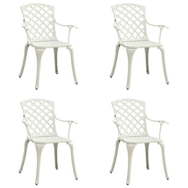 Rackhams Garden Chairs 4 pcs Cast Aluminium White