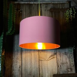 "Rackhams Dirty Pink Cotton Lampshade With Copper Foil Lining - 35cm Diameter x 20cm Height / (14"" x 8"")" - thumbnail 4