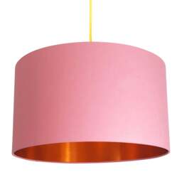 "Rackhams Dirty Pink Cotton Lampshade With Copper Foil Lining - 35cm Diameter x 20cm Height / (14"" x 8"")" - thumbnail 6