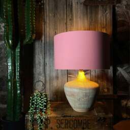 "Rackhams Dirty Pink Cotton Lampshade With Copper Foil Lining - 35cm Diameter x 20cm Height / (14"" x 8"")" - thumbnail 2