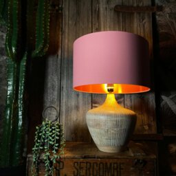 "Rackhams Dirty Pink Cotton Lampshade With Copper Foil Lining - 35cm Diameter x 20cm Height / (14"" x 8"")" - thumbnail 5