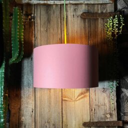 "Rackhams Dirty Pink Cotton Lampshade With Copper Foil Lining - 35cm Diameter x 20cm Height / (14"" x 8"")" - thumbnail 3