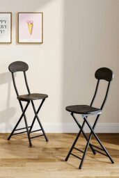 Rackhams 3-Piece Set 100cm Folding Dining Table & 2 Chairs Indoor Outdoor Dining Table Suitable for Six People - Black - thumbnail 4