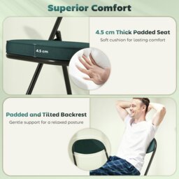 Rackhams Folding Chairs Set of 4 with Cushioned Seat, Steel Frame, Teal - 4 - Corduroy, Steel, Sponge - Folding chair - thumbnail 4