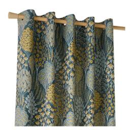 Rackhams Ophelia Lined Floral Pencil Pleat Curtains - Blue/Saffron - 137cm x 168cm - Blue/Saffron - 100% Polyester - thumbnail 2