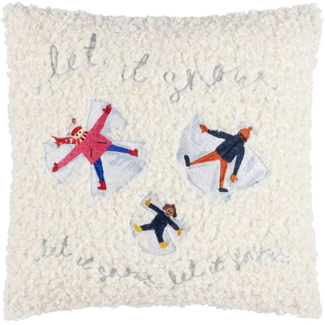 Rackhams Christmas Together Bouclé Snow Angels Cushion Cover - Snow - 43cm x 43cm - Snow - 100% Polyester - image 1