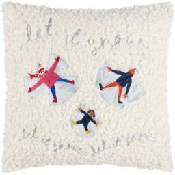Rackhams Christmas Together Bouclé Snow Angels Cushion Cover - Snow - 43cm x 43cm - Snow - 100% Polyester