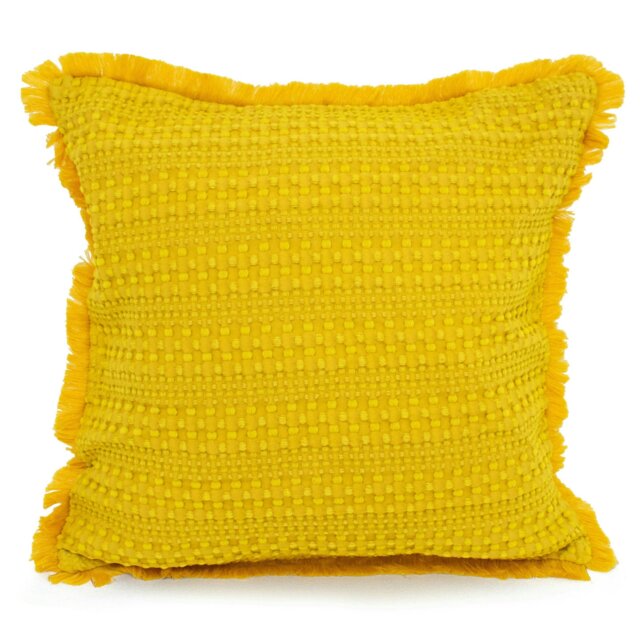 Rackhams Soft Waffle Fringe Edge Cushion - 45cm x 45cm - Ochre - image 1