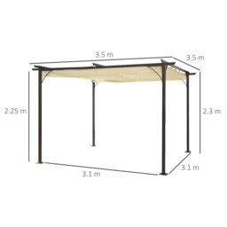 Rackhams 3.5x3.5m Pergola Metal Gazebo Backyard Porch Awning Retractable Canopy - Grey - Alloy Steel - 350cm x 350cm x 230cm - thumbnail 6
